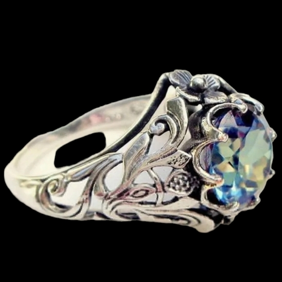 925 silver gorgeous multi colorful stone women's ring - Picture 4 of 11